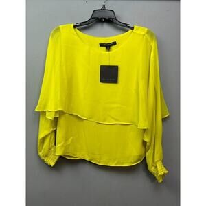 Marc New York Chiffon Top Womens XS Warm Olive Layered‎ Built in Tank Light NEW